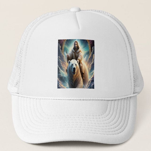Casquette (Généré par AI ) Jésus sur un ours polaire 5x7 (Devant)