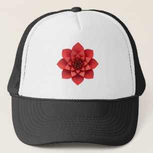 Casquette géométrique Fleur rouge