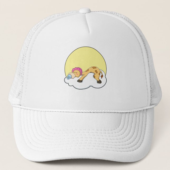 Casquette Girafe au coucher avec nuage et soleil (Devant)