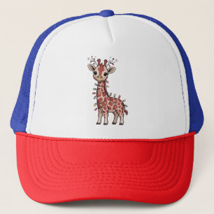 Casquette Girafe enveloppée de lumières de Noël Amoureux des