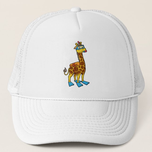 Casquette Giraffe comme plongeur avec lunettes de natation e (Devant)