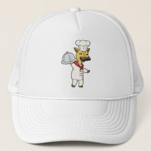 Casquette Giraffe en tant que chef avec tablier et plateau d