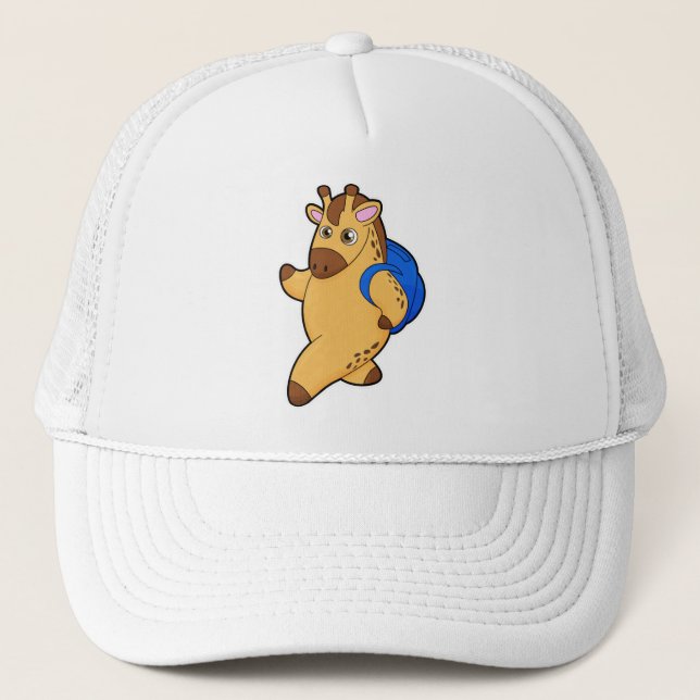 Casquette Giraffe en tant qu'étudiant avec sac à dos (Devant)