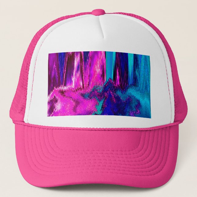 Casquette Glitch fondu (rose et Turquoise) (Devant)
