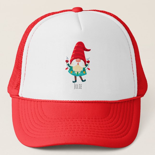 Casquette Gnome de Noël avec lumières de Noël (Devant)