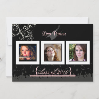 Casquette + Gown + Swirls Graduation Invitation /