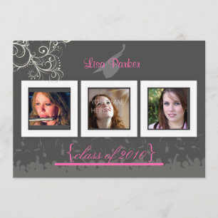 Casquette + Gown + Swirls Graduation Invitation / 