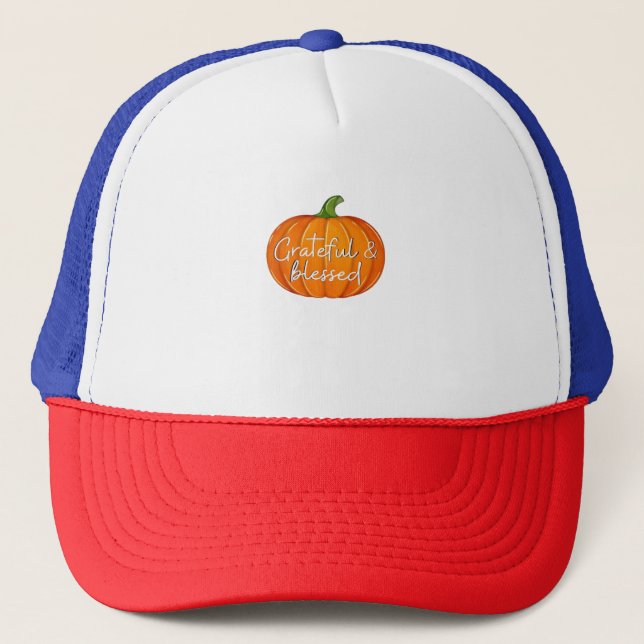 Casquette Grâces et bienheureux - Chute Citrouille Thanksgiv (Devant)