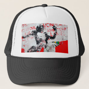 Casquette Graffiti rouge et blanc défraîchi avec crayon afri