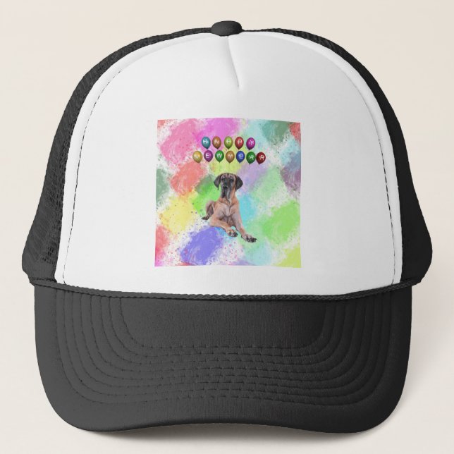 Casquette Grand Chien Danois Souhaitant Bonne Année (Devant)