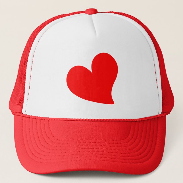 CASQUETTE GRAND COEUR ROUGE TENDANCE VALENTINE ROMANTIQUE (Devant)