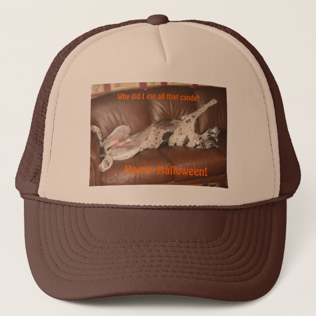 Casquette Grand Dane mangé trop de bonbons Halloween Casquet (Devant)