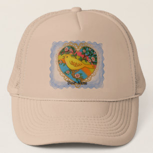 Casquette Grand-mère du coeur des oiseaux jaunes