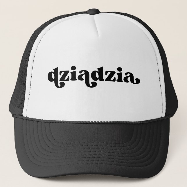 Casquette Grand-père noir et blanc rétro Dziadzia polonaise (Devant)