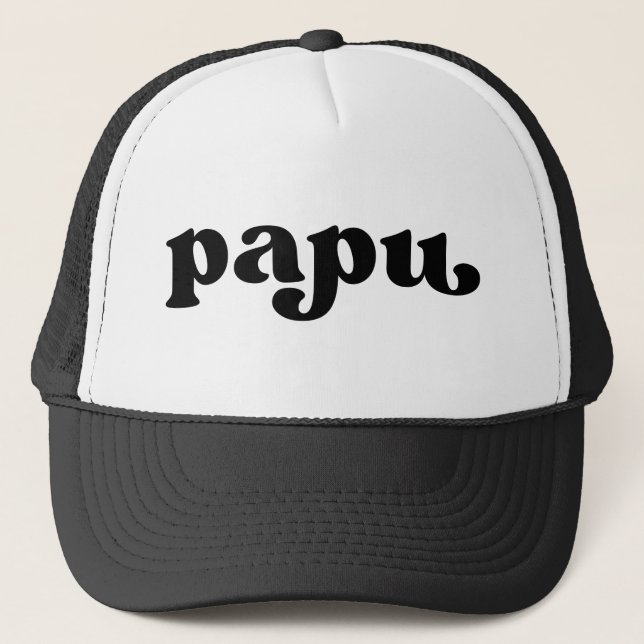 Casquette Grand-père noir et blanc rétro Papu grec (Devant)