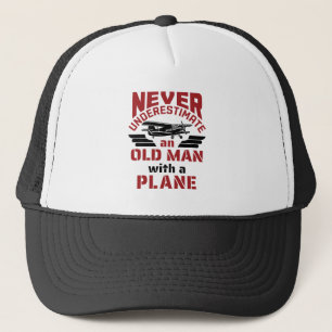 Casquette Grand-père pilote, vieil homme avec un avion