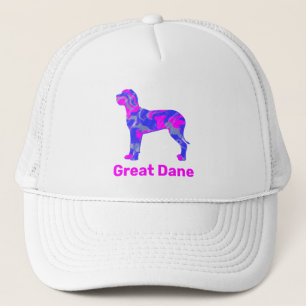 Casquette Grande Dane Chien Silhouette Hot Rose & Blue