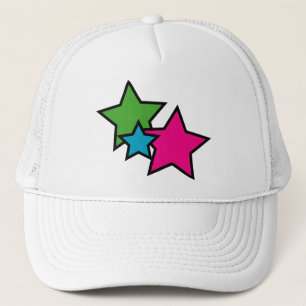 Casquette Graphisme d'art pop néon rétro étoiles