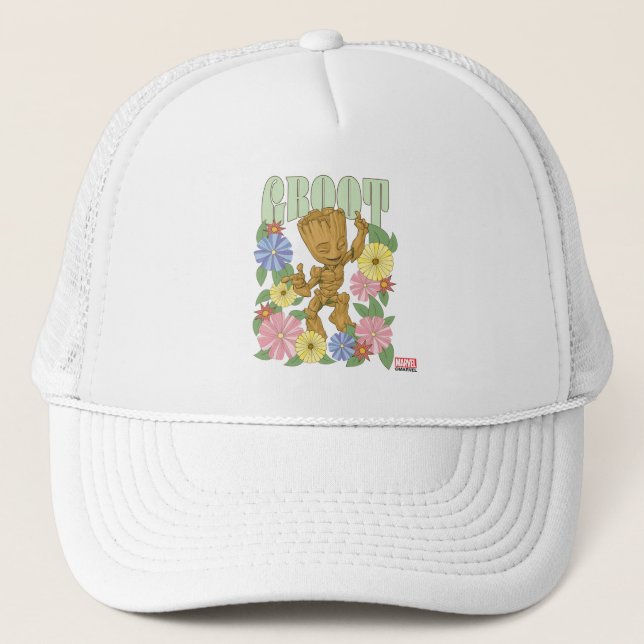Casquette Graphisme Retro Floral Dancing Kid Groot (Devant)