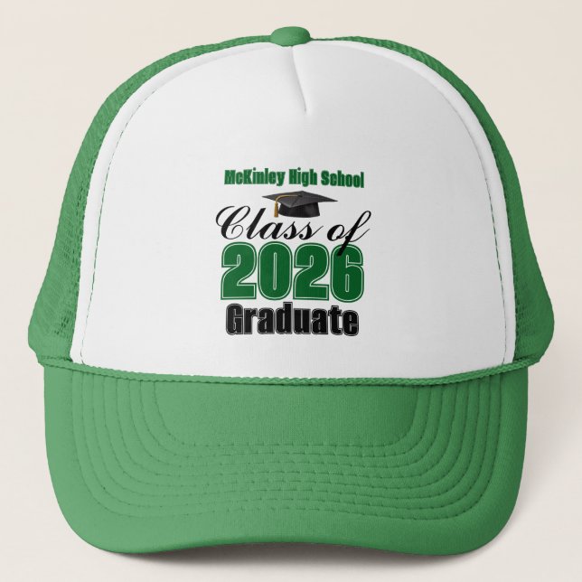 Casquette Green Class of 2026 Graduation Custom (Devant)