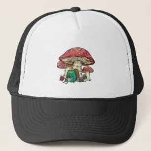 Casquette Grenouille Cottagecore avec maison champignon