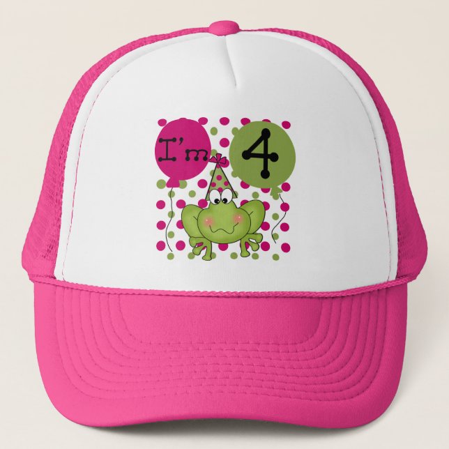 Casquette Grenouille rose 4e anniversaire Tshirts et cadeaux (Devant)