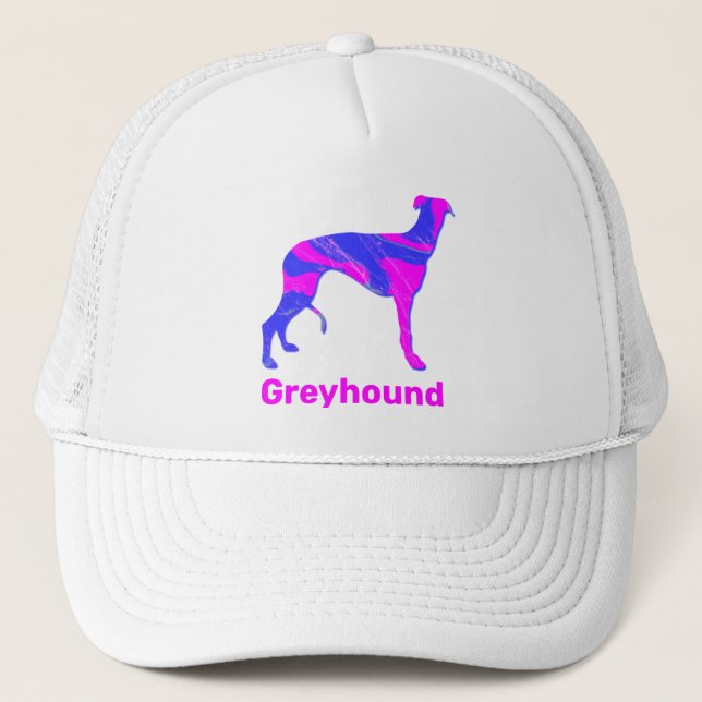 Casquette Greyhound / Lurcher Chien Silhouette Hot Rose & Bl (Devant)