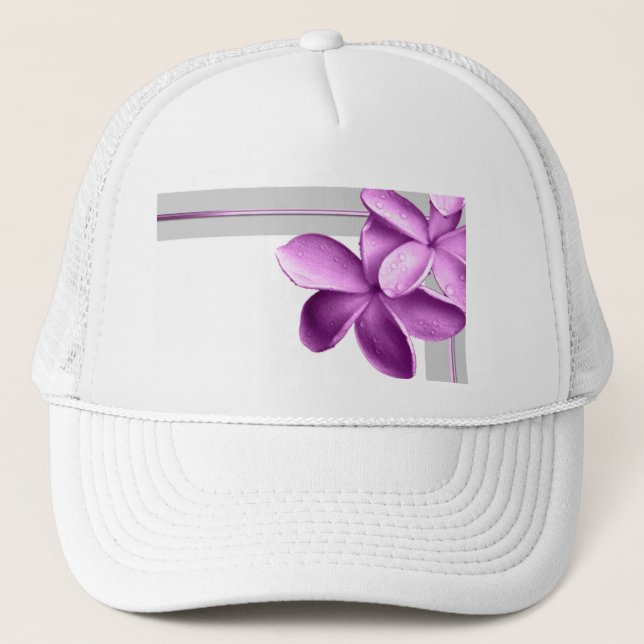Casquette Gris et Plumeria d'aubergine (Devant)