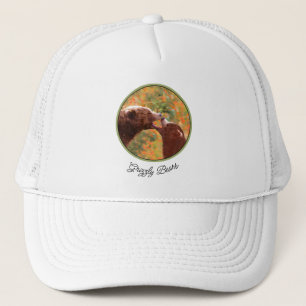 Casquette Grizzly Bear Maman et Cub Peinture Faune Art