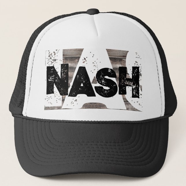 Casquette grunge en détresse NASHVILLE lettrage | Trucker Ha (Devant)