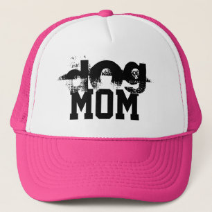 Casquette grunge noir et blanc DOG MOM lettrage  