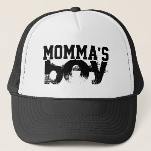 Casquette grunge noir et blanc MOMMA'S BOY lettering  