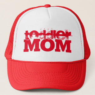 Casquette grunge rouge et blanc TODDLER MOM lettrage