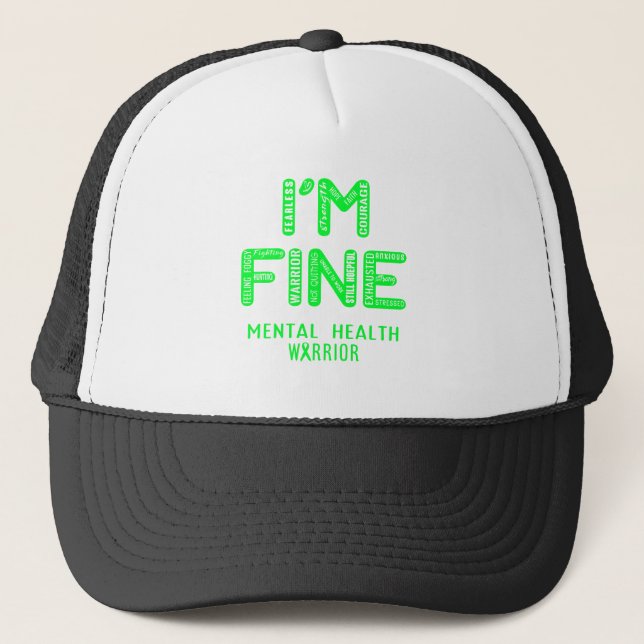 Casquette Guerrier de la santé mentale - JE SUIS FINE (Devant)