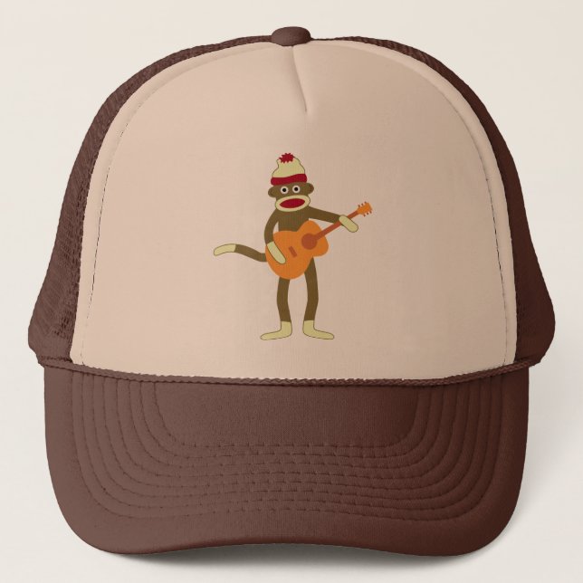 Casquette Guitare acoustique de singe de chaussette (Devant)