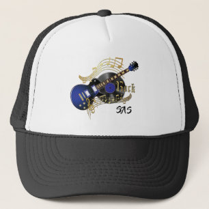Casquette Guitare de roche de monogramme - bleu