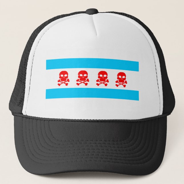 Casquette Habillement de crânes de drapeau de Chicago (Devant)