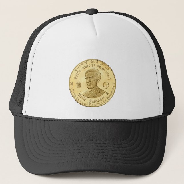 Casquette Haile Selassie - HIM - Jah Rastafari Trucker Cap (Devant)
