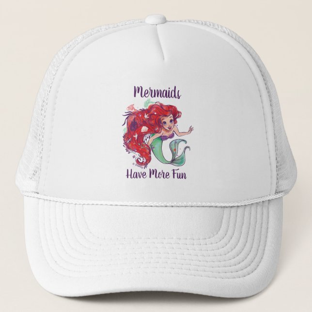 Casquette Hair Princesse Ariel aquarelle décorée (Devant)