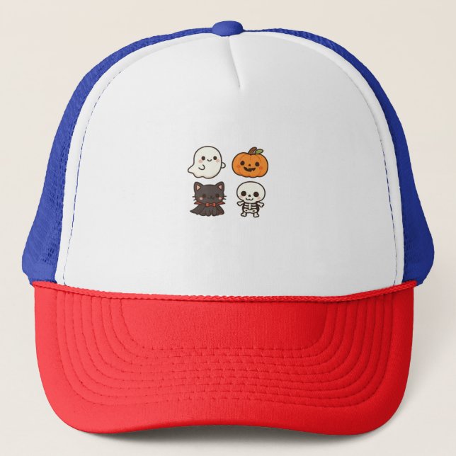 Casquette Halloween Characters � Ghost, Pumpkin, Black Cat & (Devant)