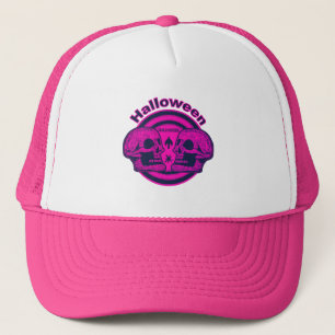 Casquette Halloween deux crânes - Neon rose