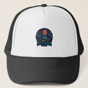 Casquette Halloween Est Hurlement Loup Lune Rouge Main Zombi