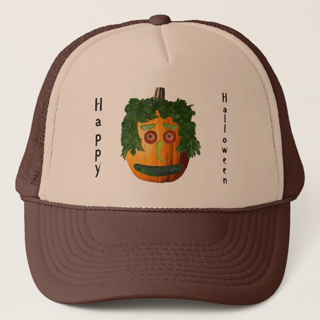 Casquette Halloween heureux - Visage Citrouille non coupé (Devant)