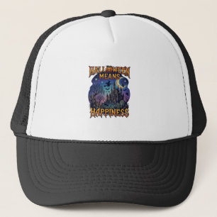 Casquette Halloween signifie bonheur château hanté sorcière