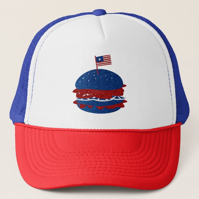 Casquette Hamburger 4 juillet Parties scintillant (Devant)