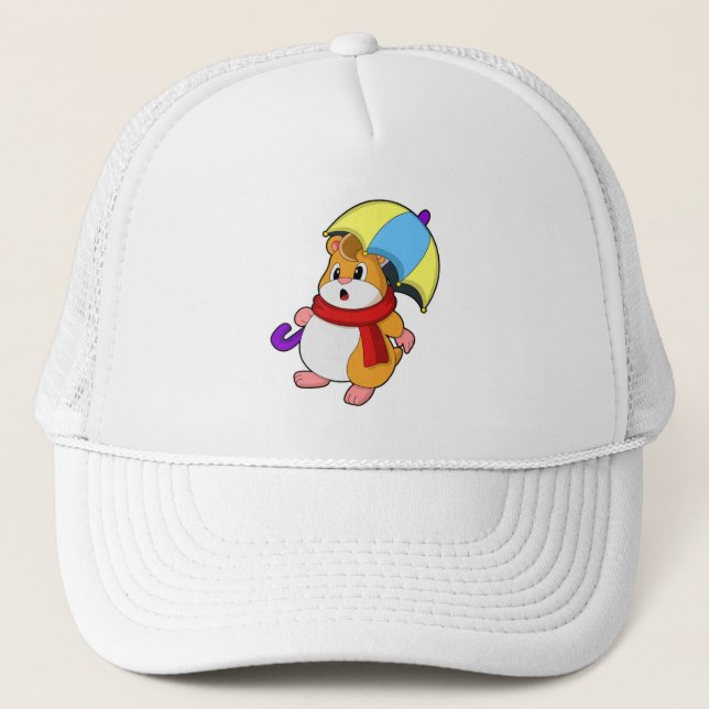 Casquette Hamster à la pluie avec parapluie (Devant)