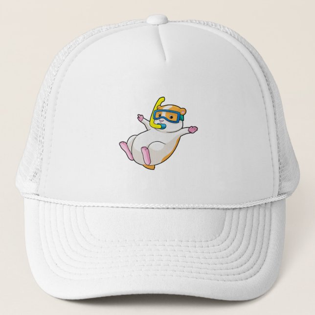 Casquette Hamster à Plongée avec lunettes de natation (Devant)