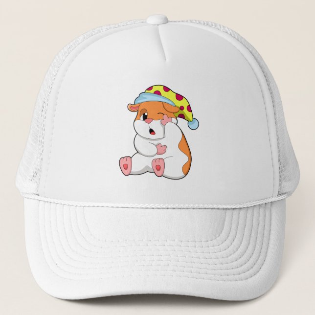Casquette Hamster au coucher avec tête de lit (Devant)