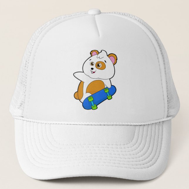 Casquette Hamster en patinage avec skateboard (Devant)