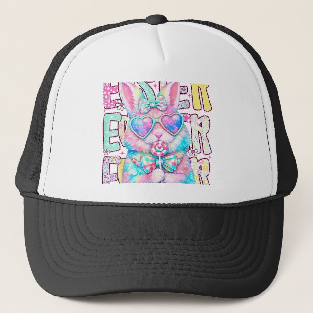 Casquette Happy Easter Bunny Coquette Bow Preppy Easter Day  (Devant)